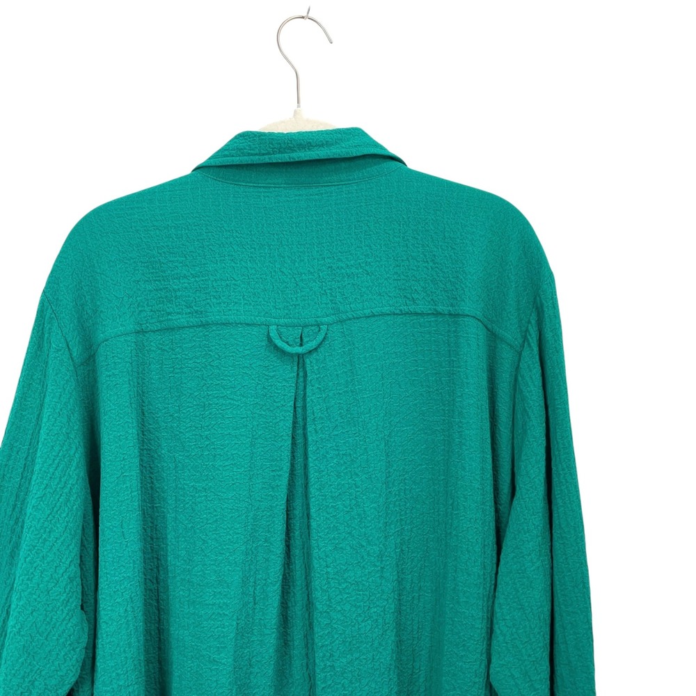 Ali Miles textured button up shirt blouse Size 2X green artsy boho lagenlook - Picture 7 of 8